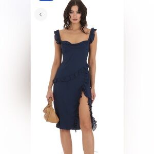 Lucy in The Sky Blue Chiffon Ruffle Dress